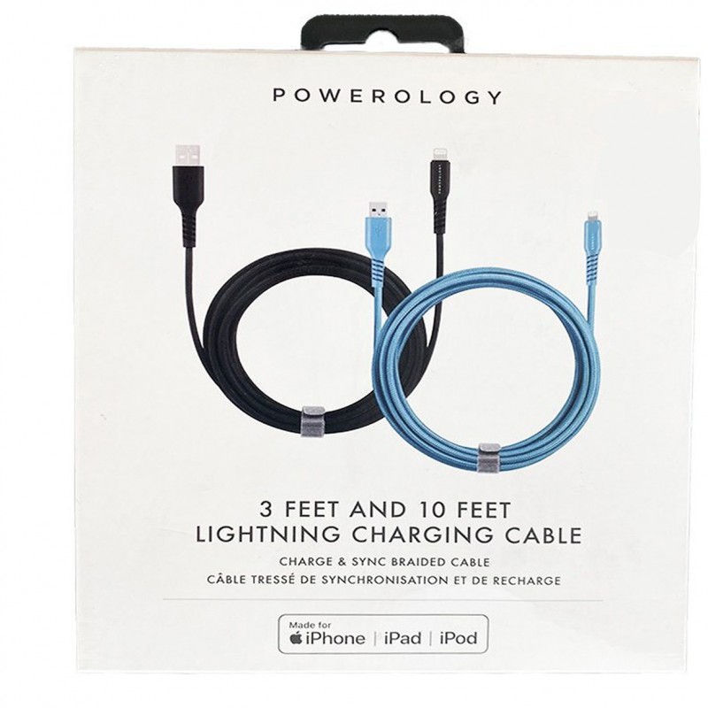 کابل تبدیل USB به لایتنینگ پاورولوژی 1 متری و 3 متری مدل PBMFIBKBJ