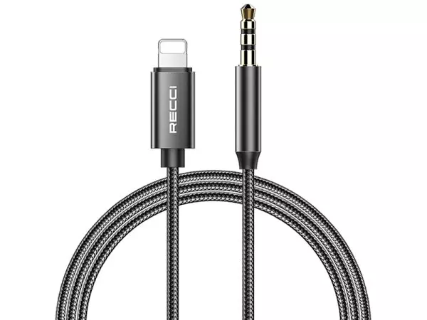 کابل مبدل صدا 3.5 میلیمتری به لایتنینگ رسی RECCI RH02 LIGHTNING TO 3.5 AUX AUDIO CABLE 1M