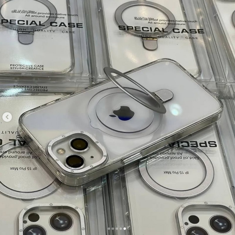 کاور شفاف مگ سیف استنددار  آیفون linex