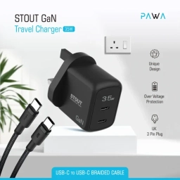 شارژر دیواری 45 وات پاوا مدل Stout Gan Travel Charge به همراه کابل USB-C به لایتنینگ
