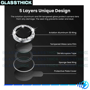 محافظ لنز دوربین گلستیک مدل Ring-Diamond مناسب برای گوشی موبایل اپل Iphone 11 Pro / 11 Pro Max