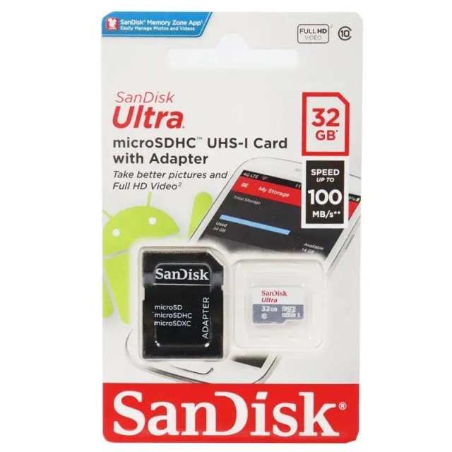 کارت حافظه microSDHC سن دیسک مدل Ultra کلاس 10 استاندارد UHS-I  ظرفیت 32 گیگابایت