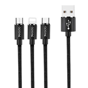 کابل تبدیل USB به microUSB / USB-C / لایتنینگ یسیدو مدل CA-60 طول 1.2 متر