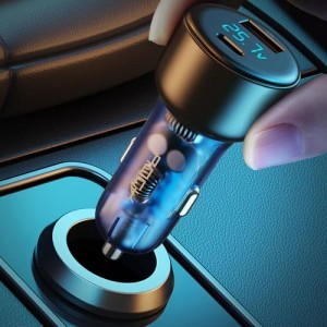 ROCK H16 Fashion Translucence Style Dual Port 72W A+C Car Charger Type-C USB 2 Port Fast Car Charger with Display.jpg