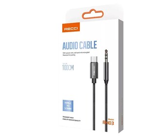 کابل انتقال صدای تایپ سی به آی یو ایکس یک متری رسی Recci RH03 Type C to 3.5mm Aux Audio Cable