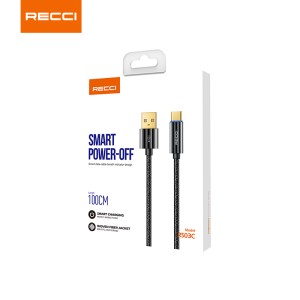 کابل شارژ و انتقال دیتا تایپ سی رسی 1متر RECCI TYPE-C SMART POWER-OFF RS03C