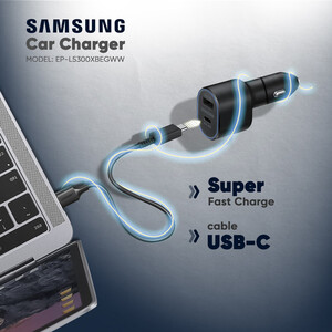 شارژر فندکی سامسونگ مدل EP-L5300XBEGWW به همراه کابل تبدیل USB-C (های کپی)
