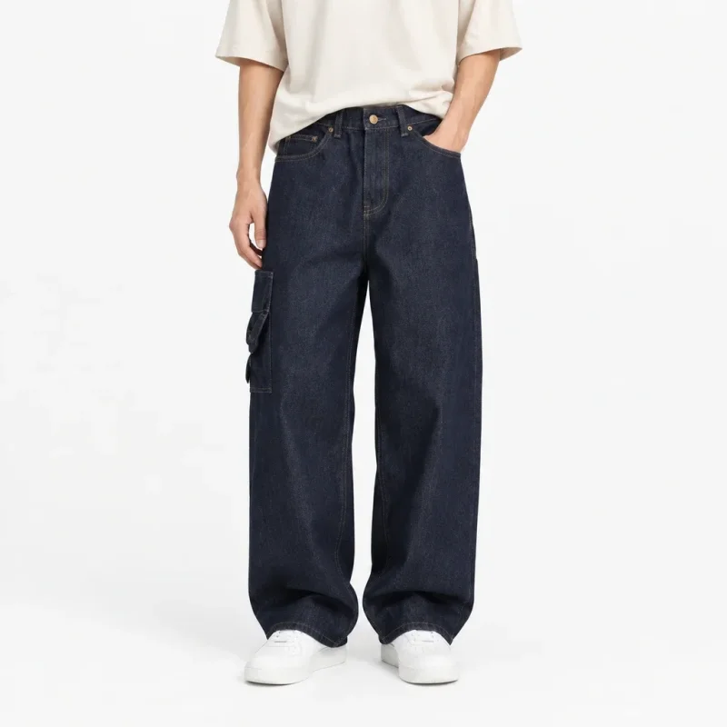 شلوار جین بگ  ‌Bershka سرمه‌ای تمام