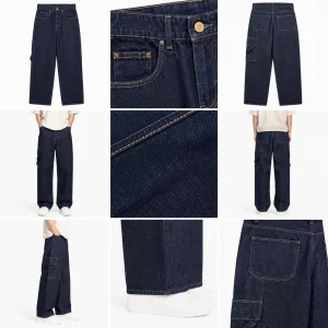 شلوار جین بگ  ‌Bershka سرمه‌ای تمام