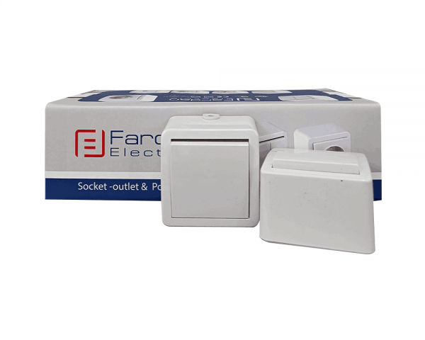 کلید برق تک پل روکار فردان الکتریک ،مدل فانتزی، سفید
