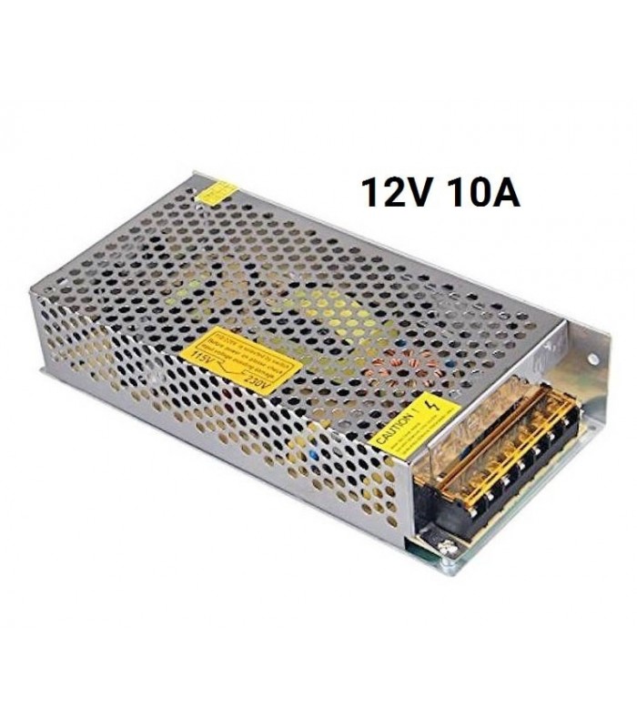 منبع تغذیه (پاور سوئیچینگ) 12 ولت 10 آمپر بدنه فلزی (مبدل برق 220 ولت به 12 ولت)