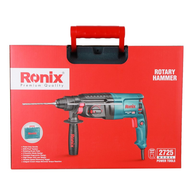 دریل بتن کن 26 میلیمتری 850 وات رونیکس مدل 2725 Ronix سه کاره چکشی (با کارت گارانتی معتبر و اصالت رونیکس)