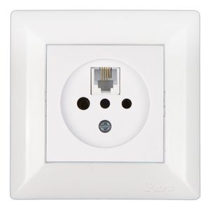 پریز تلفن توکار ثابت الکتریک (مدل پانیذ) سفید دوکاره