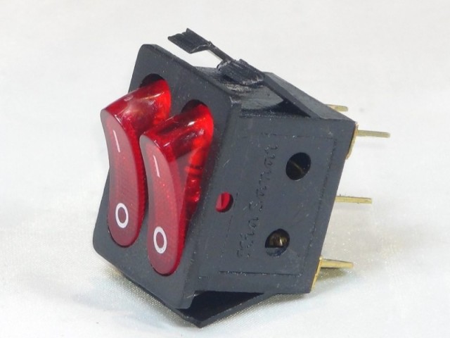 کلید دوپل صنعتی، کلید راکر بخاری تک حالته(مدل باریک مستطیل، چراغ دار)