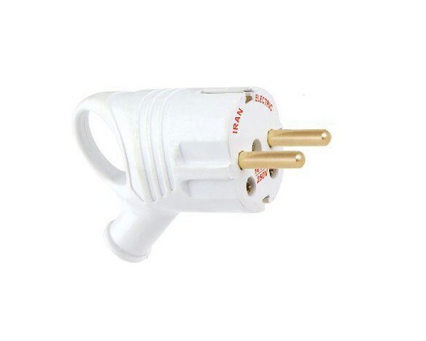 دوشاخه برق دسته دار میله مفتولی/برنجی ایران(دوشاخه انگشتی ارت دار)