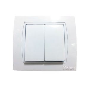 کلید دو پل برق توکار بکر (مدلBEKER) سفید