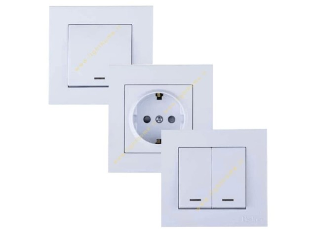 پریز برق توکار ساده بکر مدل آسان، سفید (بدون ارت)