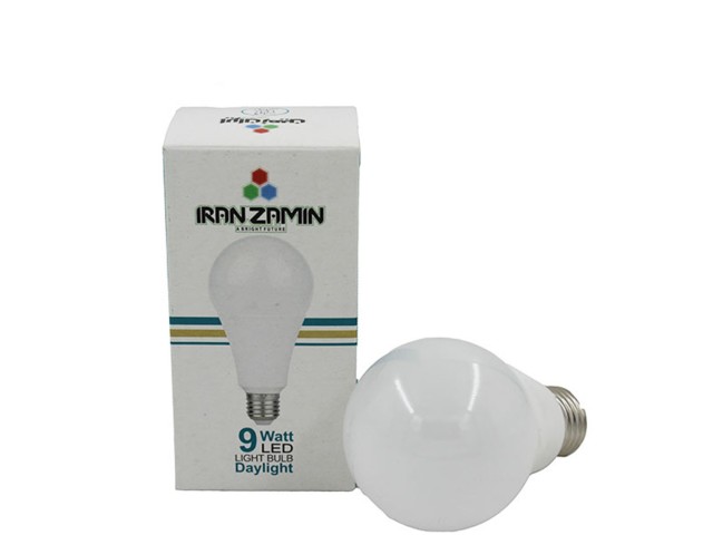 لامپ ال ای دی 9 وات حبابی ایران زمین (مهتابی) پایه سرپیچ E27