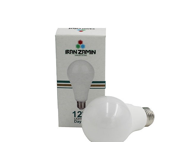 لامپ ال ای دی 12 وات حبابی ایران زمین (مهتابی) پایه سرپیچ E27