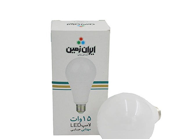 لامپ ال ای دی 15 وات حبابی ایران زمین (مهتابی) پایه سرپیچ E27