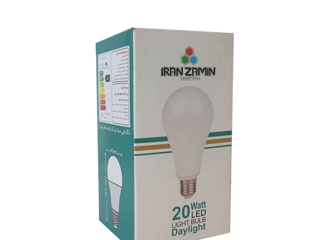 لامپ ال ای دی 20 وات حبابی ایران زمین (مهتابی) پایه سرپیچ E27