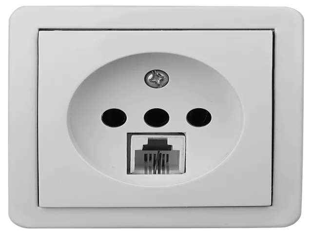 پریزتلفن روکار بکر مدل فانتزی، سفید(پریز تلفن دو کاره)