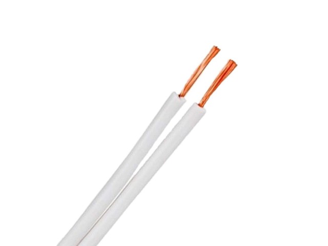 سیم سفید نایلونی دو رشته 0/75*2 زر کابل (آلبا) سیم سفید 2 در 0/75 افشان (حلقه 100 متری موجود)