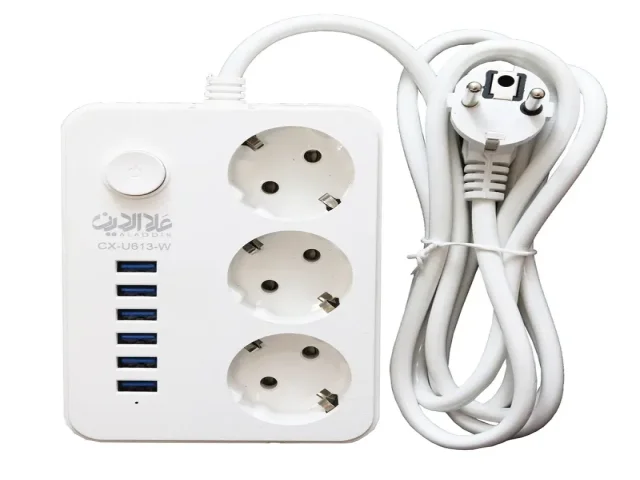 سه راهی برق USB دار (با۶پورت خروجی) علأالدین _ مدل CX-U613W