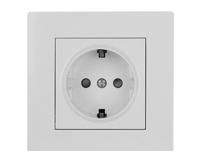 پریز برق توکار ارت دار بکر مدل آسان، سفید (پریز ارت دار توکار)