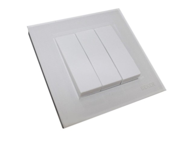 کلید سه پل برق توکار بکر (مدلBEKER) سفید