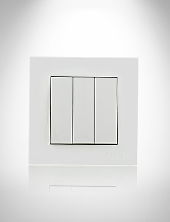 کلید سه پل برق توکار بهداد الکتریک مدل ورتکس سفید