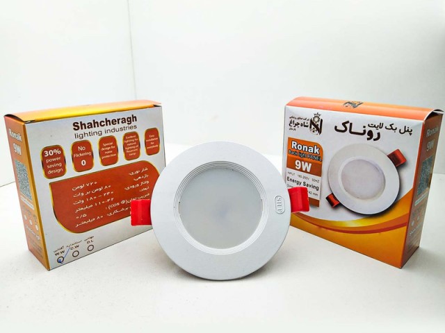 چراغ پنلی سقفی 9 وات SMD  توکار شاه چراغ (هالوژن دایره ای، شاهچراغ مدل روناک) برش 8