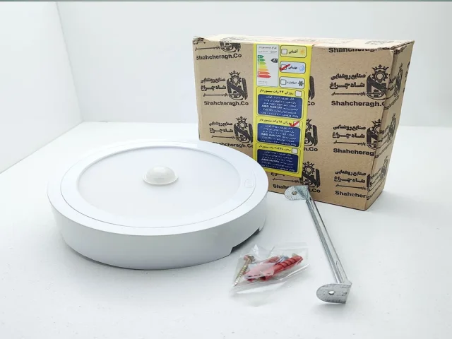پنل سقفی 18 وات روکار سنسور دار 360 درجه ال ای دی شاهچراغ DOB(هالوژن دایره ای، روژان شاه چراغ) سایز رویه 25 سانت