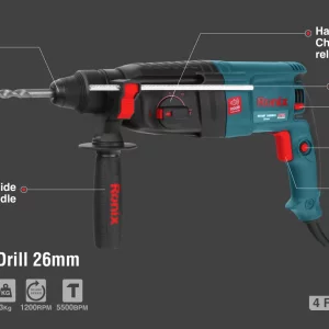 دریل بتن کن 26 میلیمتری 850 وات رونیکس مدل 2725 Ronix سه کاره چکشی(با کارت گارانتی معتبر و اصالت رونیکس))