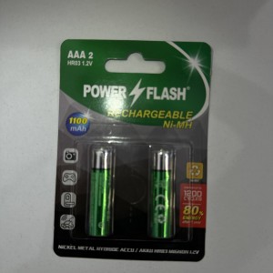 باتری نیم قلمی شارژی پاور فلش 1100 میلی آمپر (بسته 2 عددی) 1/2 ولت