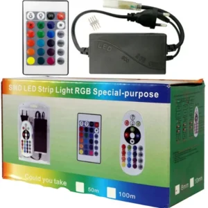 سوکت ریسه RGB 5050 ریموت کنترلی ریسه رنگی SMD LED (مولتی کالر) ریموت RGB تخم مرغی