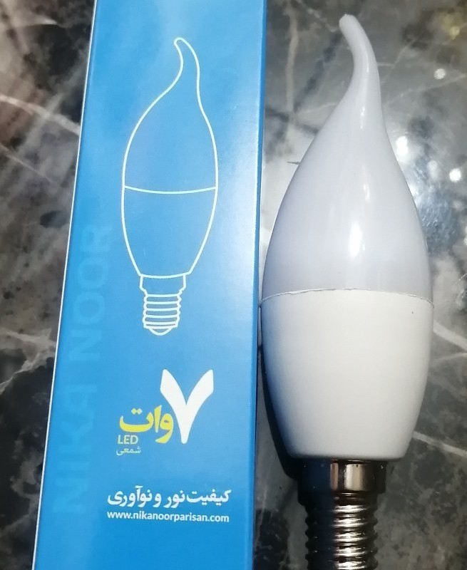 لامپ لوستر 7 وات مات نیکا نور ( آفتابی) مدل اشکی / شمعی پایه سرپیچ E14