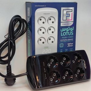 محافظ 6 خانه کامپیوتر و صوتی تصویری فروزش ، مدل لوتوس صفحه نمایش دیجیتال (کابل 2/8 متری) رنگ بدنه مشکی