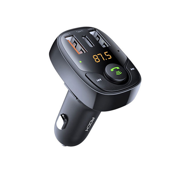 شارژر فندکی با قابلیت پخش موسیقی و تماس راک Rock B301 Bluetooth FM Transmitter Car Charger