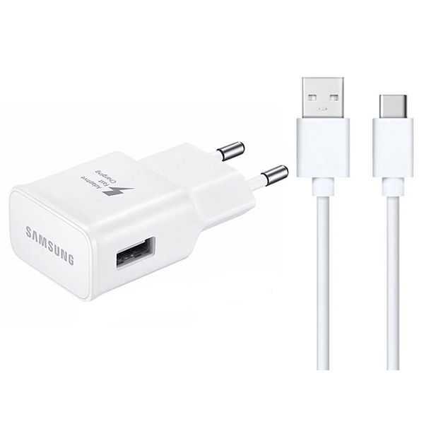شارژر و کابل اصلی سامسونگ Samsung Fast Charging With Type-C Cable بدون پک ( سرجعبه ای )