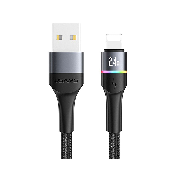 کابل داده و شارژ سریع لایتنینگ 1.2 متری یوسامز USAMS U76 2.4A 8 Pin Colorful Lights Charging Data Cable US-SJ534