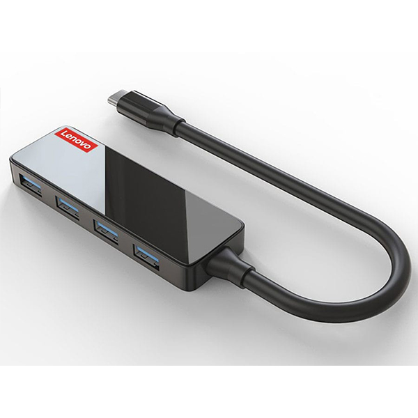 هاب تایپ‌سی با 4 پورت و کابل 15 سانتی‌متری لنوو Lenovo C602 USB-C to 4 x USB3.0 Adapter