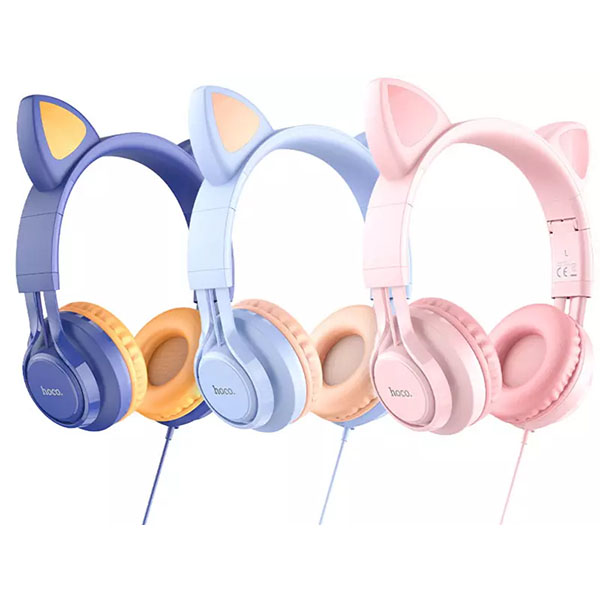 هدفون سیمی کودکان هوکو Hoco Headphones "W36 Cat ear" with mic