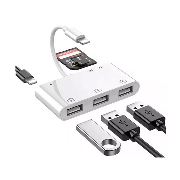 مبدل او تی جی و کارت خوان لایتنینگ کوتتسی Coteetci lightning card reader 6in1 33008