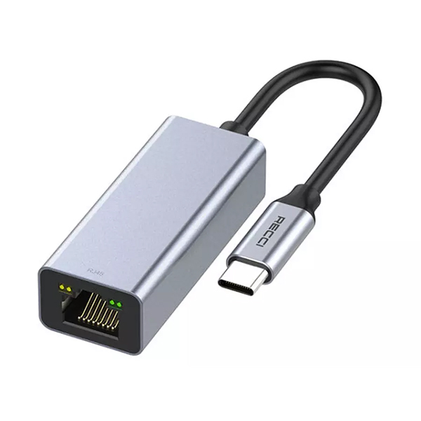 مبدل تایپ سی به پورت شبکه رسی Recci RH10 network port Type-c to RJ45 HUB