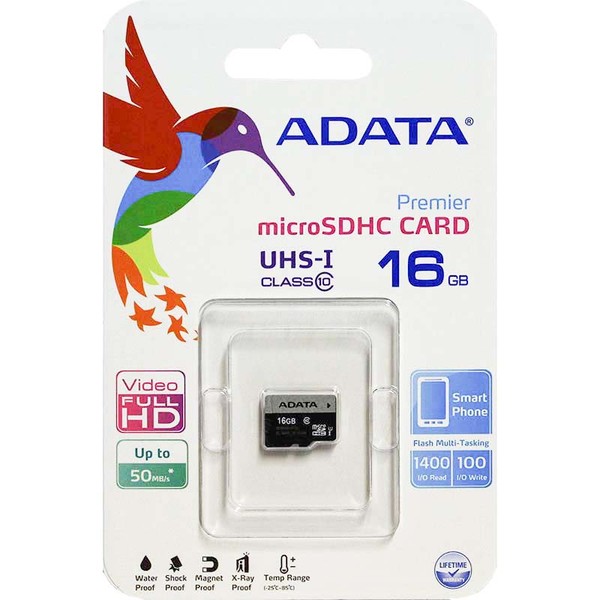 رم ADATA Micro Class 10 U1 50MB/S 16GB بدون خشاب
