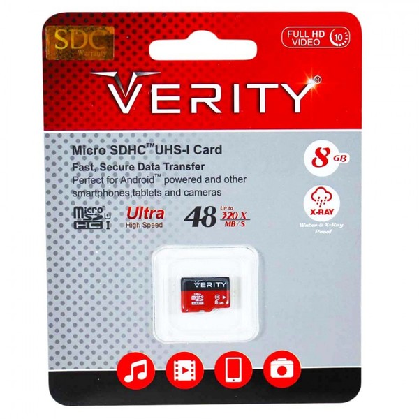 رم Verity Micro Class 10 U1 48MB/s 8GB بدون خشاب