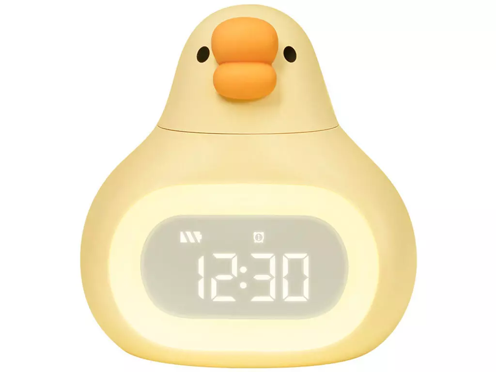 چراغ خواب فانتزی سیلیکونی و ساعت زنگ‌دار دیجیتالی رومیزی شارژی Bedside Clock Night Light Ornament Alarm Multifunctional C18