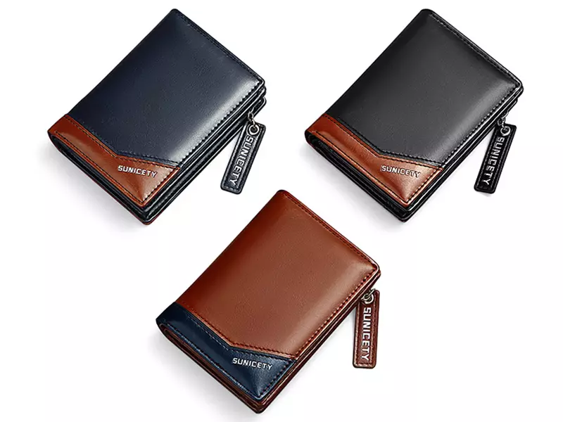 کیف پول و جاکارتی مردانه کوچک زیپ دار سانی ستی SUNICETY S3004 zipper short men's wallet