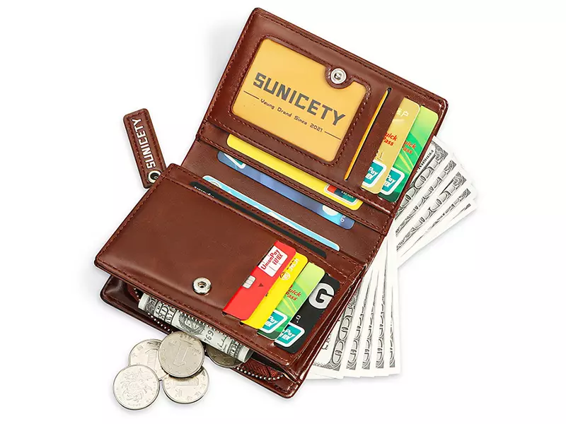 کیف پول و جاکارتی مردانه کوچک زیپ دار سانی ستی SUNICETY S3004 zipper short men's wallet